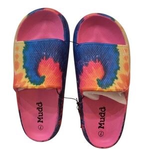 MUDD Tie-Dye Aloha Print Pink Slide Sandals Women's Size 7 NEW